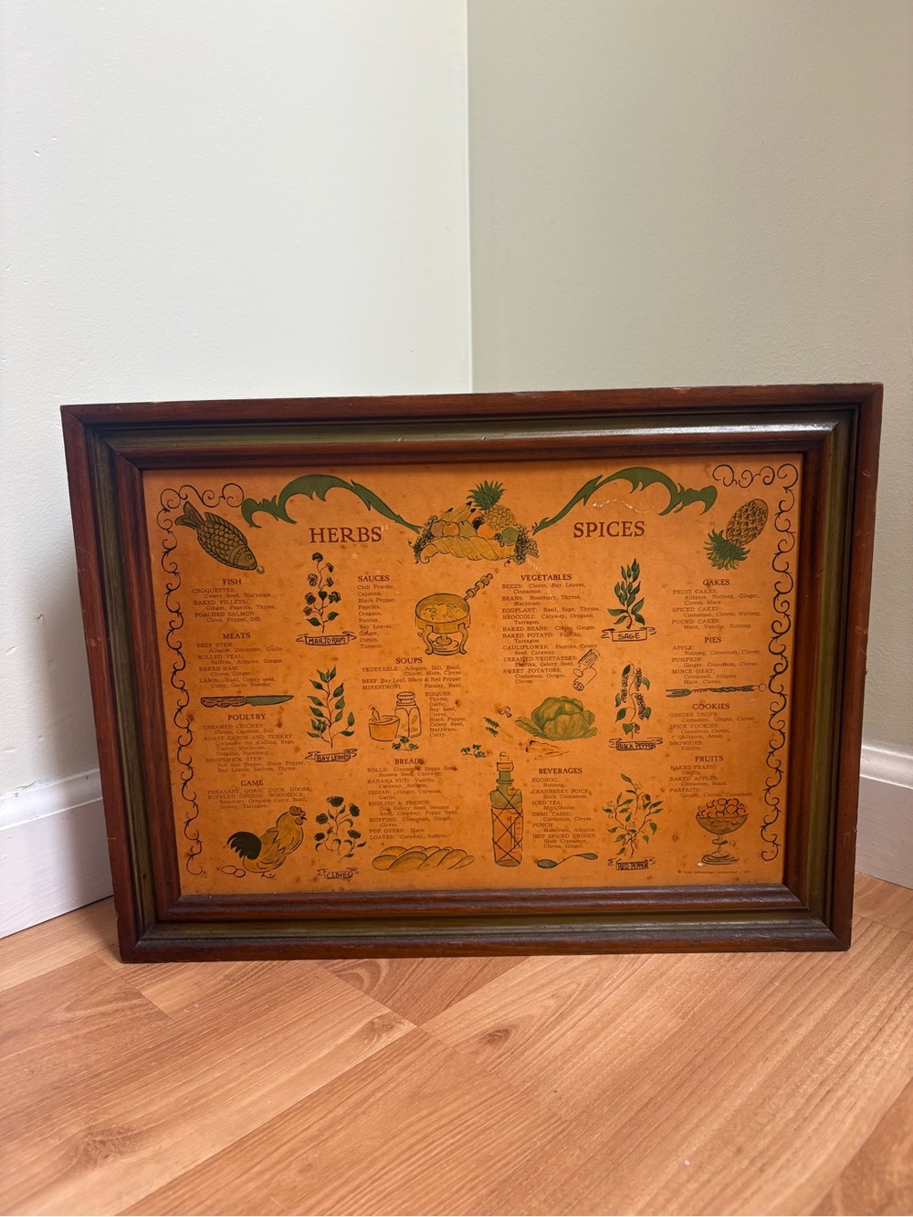 Vtg 1970 Three Mountaineers Inc. Herbs Spices Wooden Wall Spice Rack Cabinet Box